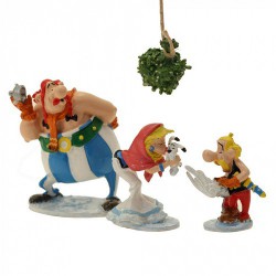 Asterix, Obelix und Falballa - unter der Mistel im Schnee - Metalfiguren -  8cm - Pixi 2021