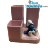 20026: Sitting Smurf pen holder Schleich (+/-8,5cm) - Schleich - 5,5cm