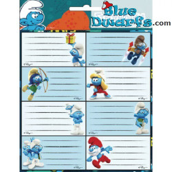 Etiquetas adhesivas de los Pitufos - 16 etiquetas escolares / etiquetas para libros - 7,5 x 3,5 cm