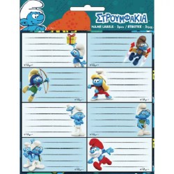 Smurf booklabel sticker - 16 schoolstickers - Giovas