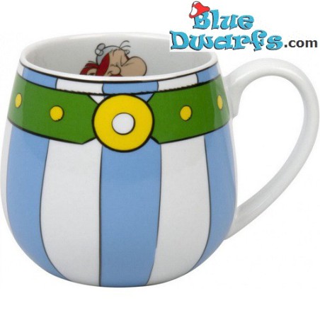 Obelix' blau-weiß gestreiftes Outfit - Keramik-Asterix- und Obelix-Tasse - 420ML