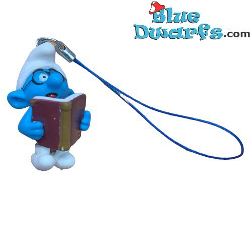 Brainy smurf with book -  Plastic smurf pendant (+/- 2,5 cm)