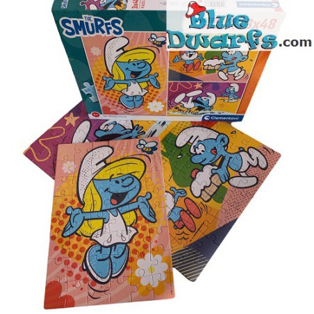 Smurf Puzzle - 3x48 pieces - Clementoni - 104 pieces - 32x22cm