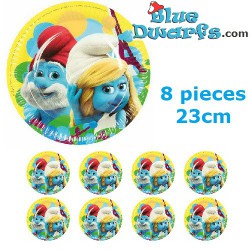Smurfette/Papa smurf Paper plates - 8 pieces - 22.9 cm