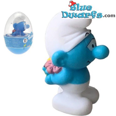 Timid Smurf - bath toy in Egg - Flexible rubber - Plastoy - 6cm