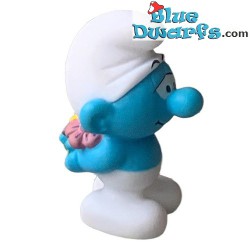 Timide Smurf - Smurf in ei - Badspeelgoed - Flexibel rubber - Plastoy - 6cm