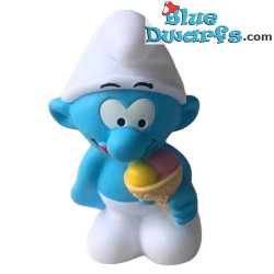 Smurf with ice Cream - bath toy in Egg - Flexible rubber - Plastoy - 6cm