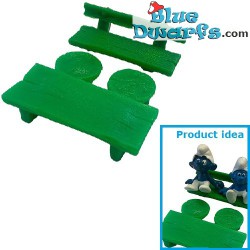40030: Garden furniture - Smurf play set - lightgreen - Schleich -2,5-7cm