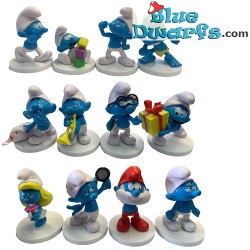 12 Promo Smurfs on pedestal SBABAM playset (+/- 7,5cm)