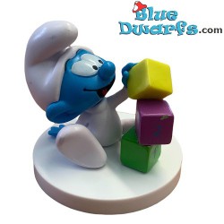 Baby Smurf with Blocks - Collector item on pedestal - Sbabam - 7,5cm (Nr 7)