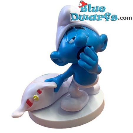 Lazy smurf with pillow - Collector item on pedestal - Sbabam - 7,5cm (Nr 6)