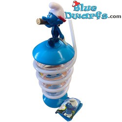 Smurf cup with straw and handysmurf on top - 300 ML