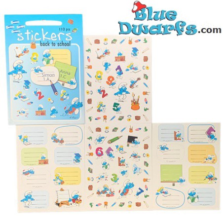 4 Smurf stickers sheets - 94 stickers  - Back to school - 17x22cm