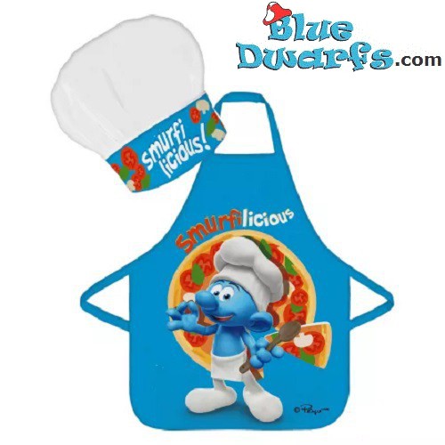Smurfs Children apron set with chef hat - Smurfilicious- 3-8 year