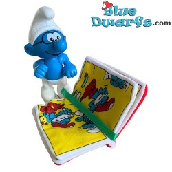 Beweegbare smurf - Brilsmurf met boek - Mc Donalds Happy Meal - 2002 - 10 cm