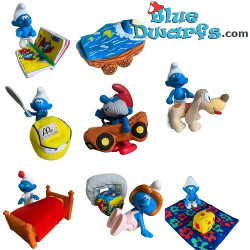 McDonald's Set 2002 - 8 Schlümpfe - Harte Plastik-Schlümpfe mit Stoffzubehör - 10 cm