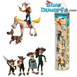 Lucky Luke playset - 7 figurines - with Daltons and Jolly Jumper figurines (3-6cm)