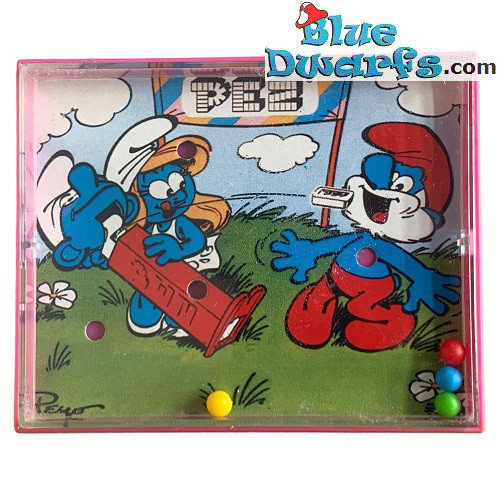 Mini juego - Los Pitufos - con minibolas - PEZ - rosado - 9x7cm