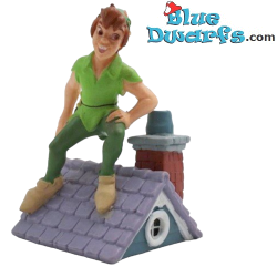 Peter Pan speelfiguur zittend op dak  +/- 6cm  (The Disney Store / L'il classics)