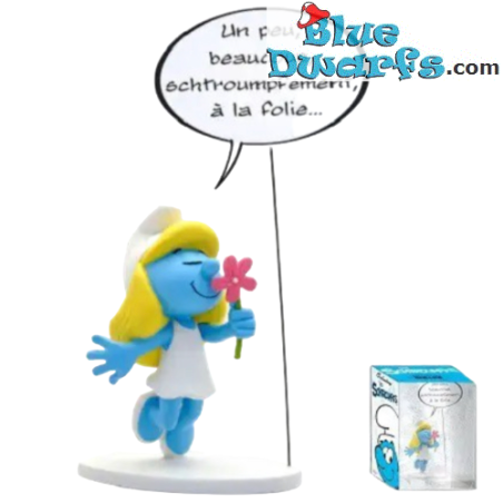 Smurfette with flower - speech bubble - Resin figurine - Plastoy - 20cm