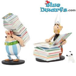 Asterix & Obelix mit Bücherstapel - Kunstharzfigur - Plastoy -25cm