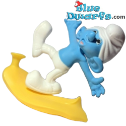 Tontolone puffo con banana  - Figura di puffo - Mc Donalds Happy Meal - 2013 - 8cm