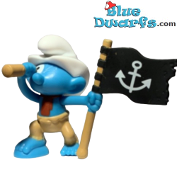 Piraat Smurf met piratenvlag - Mc Donalds figuurtje (2018 / +/- 7 cm)
