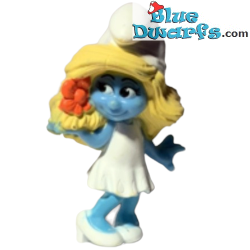 Pitufina con flor - Figura Los Pitufos  - Mc Donalds Happy Meal - 2011 - 8cm