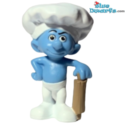 Meesterbakker Smurf met deegroller - Speelfiguurtje - Mc Donalds Happy Meal - 2011 - 8cm