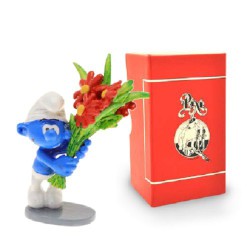 Smurf with flowers - Metal figurine - Pixi Origin II - 3,5 cm