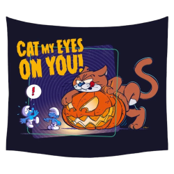 Décoration murale - Cat my eyes on you! - Halloween - Les schtroumpfs - 95x73cm