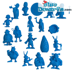 18 x mini figuurjes Asterix   - blauw -  (+/- 4 cm)