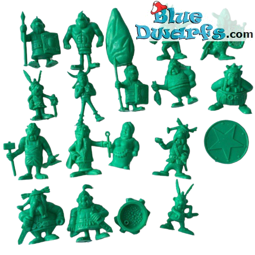 19 Mini Green Figurines - All Famous Characters from the Gaulish Village - Asterix and Obelix - Approx. 4 cm
