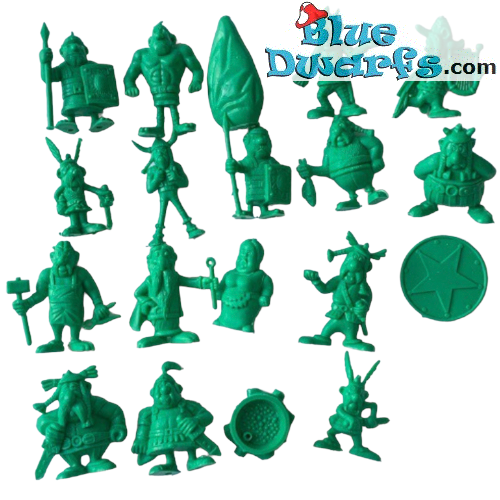 19 x mini figuurjes Asterix   - groen -  (+/- 4 cm)