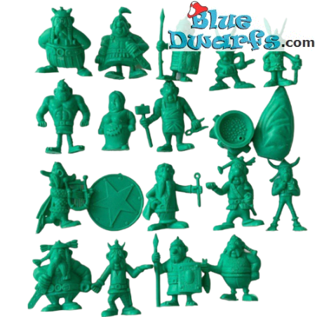 19 x mini figurines Asterix   - green -  (+/- 4cm)