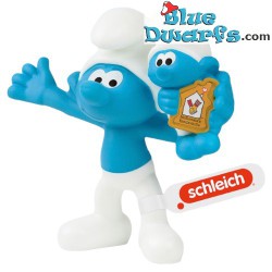 Smurf with Ronald Mc Donalds house/logo and baby - Mc Donalds Happy Meal - Schleich - 2022 - 5,5cm