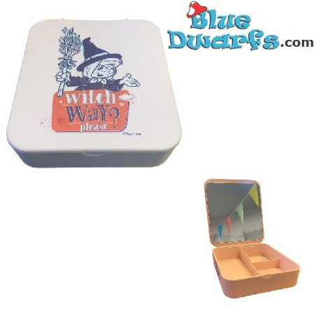 Makeup box with mirror - Witch Smurfette - Witch way please - Halloween - 16x14cm