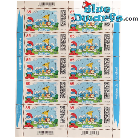 10 timbres-poste autocollants  - les schtroumpfs - 2022