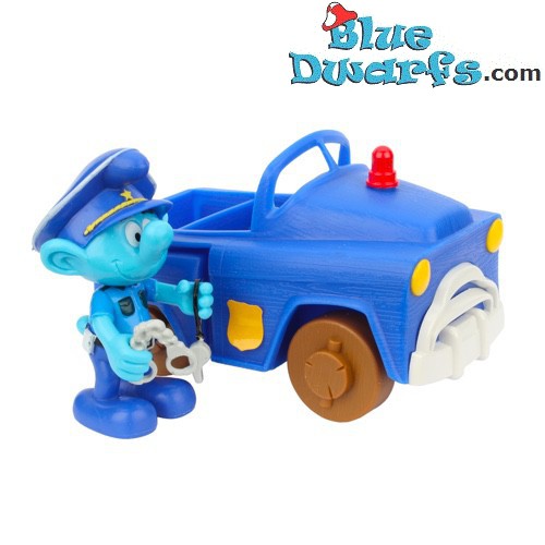 Policeman Smurf with Police Car - Movable smurf - Figurine - DeAgostini - 7cm