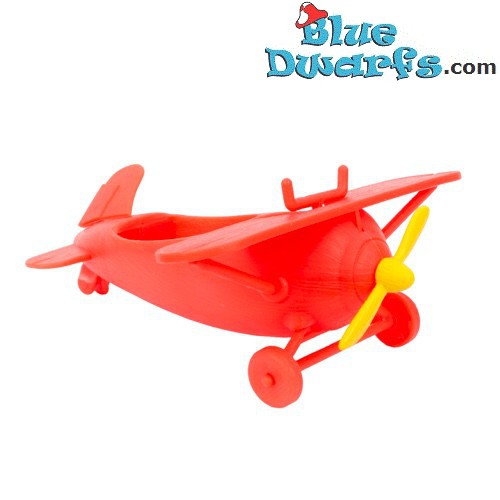 Vliegtuig rode vleugels - Beweegbare smurf - Smurfen Speelfiguurtje  - DeAgostini - 7cm