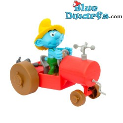 Farmer smurf with Tractor - Movable smurf  - figurine - DeAgostini - 12cm