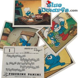 5x smurfen sticker  - 1985 -  Panini  (+/- 6,5 x 5cm)