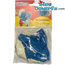 10 Latex smurf party balloons - Papa Smurf and Smurfette - 25cm - Party Factory