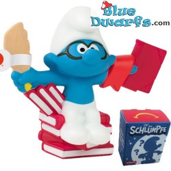 Brainy smurf on pile of books - Mc Donalds Happy Meal - Schleich - 2022 - 5,5cm