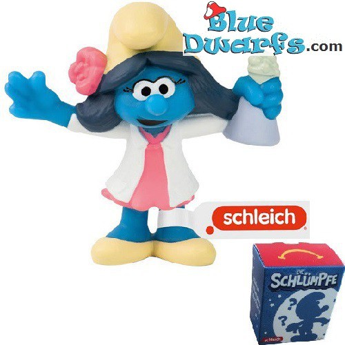 Researcher Smurfblossom Smurfette with lab glass- Mc Donalds Happy Meal - Schleich - 2022 - 5,5cm