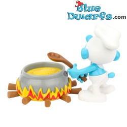 Greedy Smurf with cooking pot - Movable smurf  - figurine - DeAgostini - 7cm