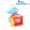 Lolsmurf met cadeautje - Funny Versary - Ferrero Kinder Suprise 2014 - 4cm