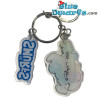 Birthday keyring - Smurf with (christmas) gifts - 5,5cm