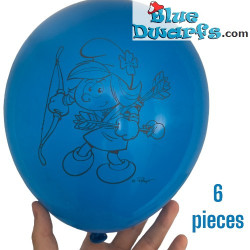 6 x ballon smurfen - Mc Donalds - 22.8 cm