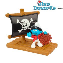 Piraat Smurf op piratenvlot - McDonalds Happy Meal - 2004 - 6cm